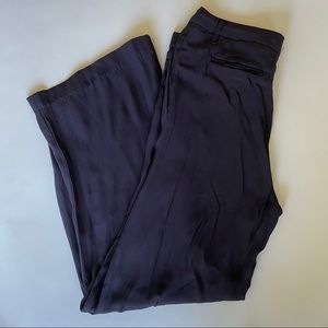 Navy Pleated Wide Leg Pants
